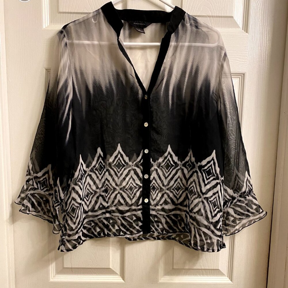 Sassy Black & White Sheer Blouse